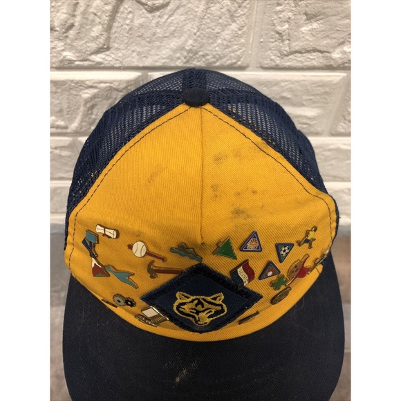 Vtg BSA Cub Scouts Snapback Cap Hat with 22 Achievement Pins Sports Mountain - Picture 4 of 8